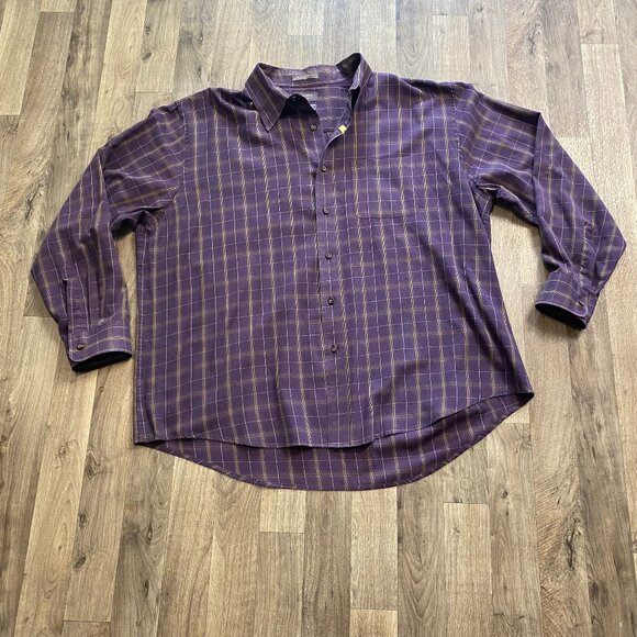 Arrow Classic Fit Purple Plaid Men's XXL - Picture 1 of 5